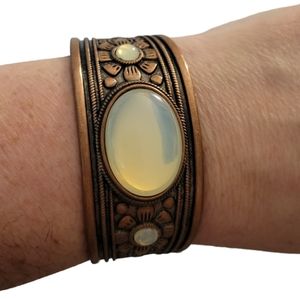 Sage Sanctuary Copper Faux Moonstone Cuff Bracelet